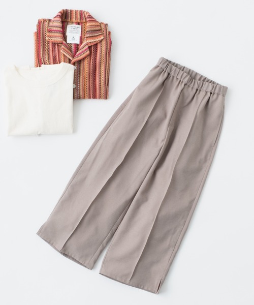 CIAOPANIC TYPY(チャオパニックティピー)の「【KIDS】テックリネンセンターシームサイドスリットワイドスラックス(スラックス・キッズ・ブルー/グレイッシュベージュ・S/M/L/XL/XXL)」の1枚目の写真