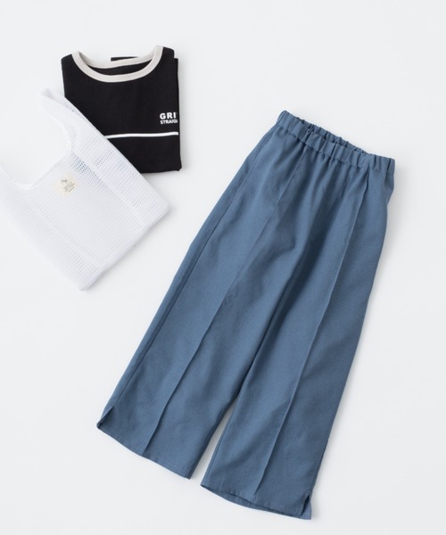 CIAOPANIC TYPY(チャオパニックティピー)の「【KIDS】テックリネンセンターシームサイドスリットワイドスラックス(スラックス・キッズ・ブルー/グレイッシュベージュ・S/M/L/XL/XXL)」の2枚目の写真