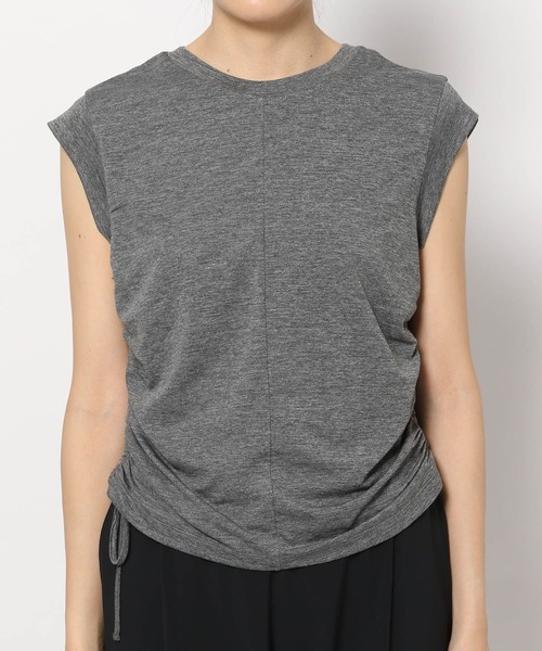 HEREIAM（ヘレイアム）の「【HEREIAM】吸水速乾／サイドギャザータンク（タンクトップ・レディース・チャコール/ホワイト・SMALL/MEDIUM）」の7枚目の写真