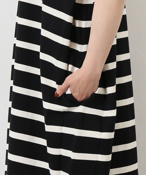 JOURNAL STANDARD LUXE（ジャーナルスタンダード　ラックス）の「オーガニックコットンボーダーノースリーブワンピース（ワンピース・レディース・ブラック・FREE）」の14枚目の写真