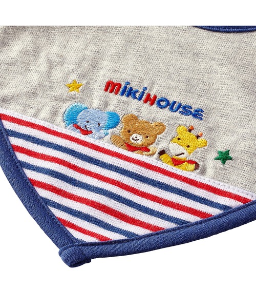 MIKI HOUSE（ミキハウス）の「アニマル柄刺繍スタイ（スタイ/よだれかけ・キッズ・グレー・ONE SIZE）」の3枚目の写真