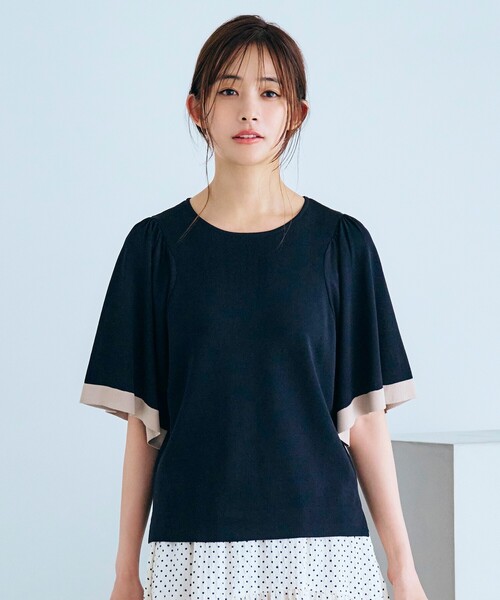 grove(グローブ)の「◆華やかでお手入れ簡単!やわらかドライタッチ フレア袖ニット(ニット/セーター・レディース・アイボリー系4/ブラック系4/ダークグリーン系4/ベージュ系その他7・02/03/04/05/01)」の2枚目の写真