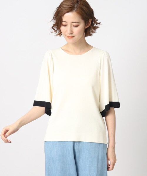 grove(グローブ)の「◆華やかでお手入れ簡単!やわらかドライタッチ フレア袖ニット(ニット/セーター・レディース・アイボリー系4/ブラック系4/ダークグリーン系4/ベージュ系その他7・02/03/04/05/01)」の6枚目の写真