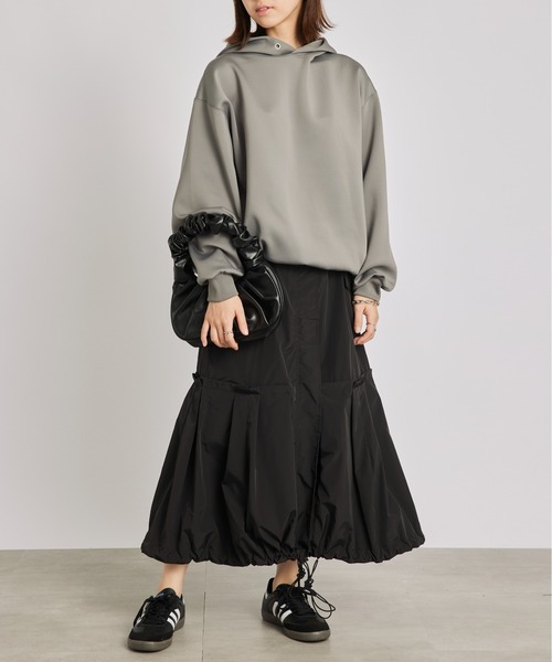 SETUP7（セットアップセブン）の「【SETUP7】ミリタリードローストリングスカート KNF019（スカート・レディース・ブラック/カーキ・FREE）」の4枚目の写真