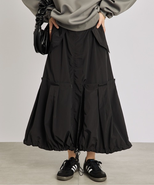 SETUP7（セットアップセブン）の「【SETUP7】ミリタリードローストリングスカート KNF019（スカート・レディース・ブラック/カーキ・FREE）」の13枚目の写真
