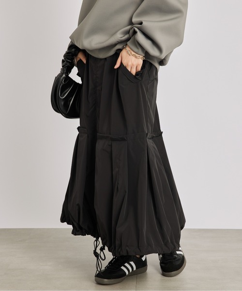SETUP7（セットアップセブン）の「【SETUP7】ミリタリードローストリングスカート KNF019（スカート・レディース・ブラック/カーキ・FREE）」の9枚目の写真
