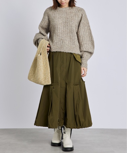SETUP7（セットアップセブン）の「【SETUP7】ミリタリードローストリングスカート KNF019（スカート・レディース・ブラック/カーキ・FREE）」の22枚目の写真