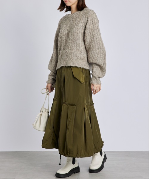 SETUP7（セットアップセブン）の「【SETUP7】ミリタリードローストリングスカート KNF019（スカート・レディース・ブラック/カーキ・FREE）」の20枚目の写真