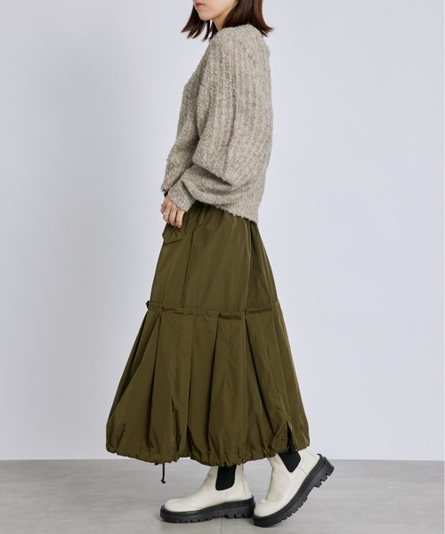 SETUP7（セットアップセブン）の「【SETUP7】ミリタリードローストリングスカート KNF019（スカート・レディース・ブラック/カーキ・FREE）」の19枚目の写真