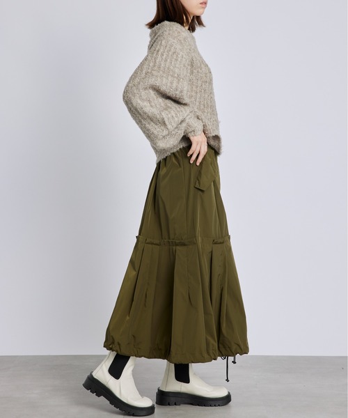 SETUP7（セットアップセブン）の「【SETUP7】ミリタリードローストリングスカート KNF019（スカート・レディース・ブラック/カーキ・FREE）」の18枚目の写真