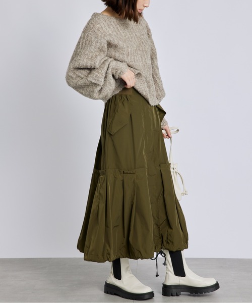 SETUP7（セットアップセブン）の「【SETUP7】ミリタリードローストリングスカート KNF019（スカート・レディース・ブラック/カーキ・FREE）」の17枚目の写真