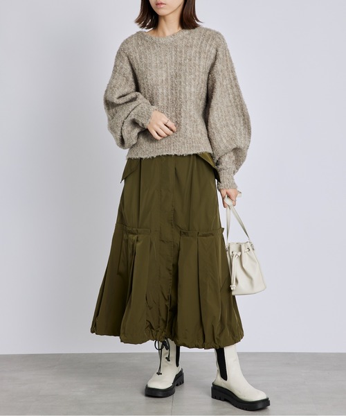 SETUP7（セットアップセブン）の「【SETUP7】ミリタリードローストリングスカート KNF019（スカート・レディース・ブラック/カーキ・FREE）」の21枚目の写真