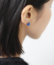 ブルーアゲート8mmカップボールピアス K10（両耳）