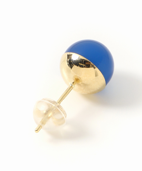 ブルーアゲート8mmカップボールピアス K10（両耳）（ピアス（両耳用