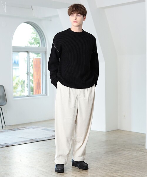 BEAMS HEART(ビームスハート)の「BEAMS HEART / 片畔 クルーネック ニット(ユニックス)(ニット/セーター・メンズ・オフホワイト/ブラック/グリーン系その他/ブルー系その他・SMALL/MEDIUM/LARGE)」の5枚目の写真