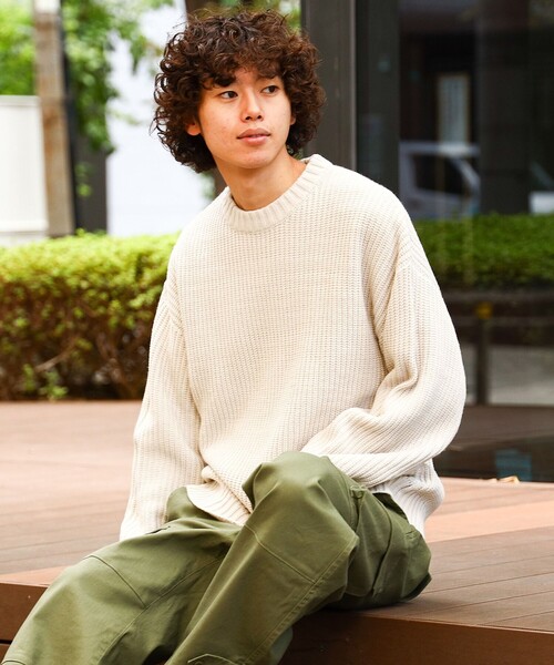 BEAMS HEART(ビームスハート)の「BEAMS HEART / 片畔 クルーネック ニット(ユニックス)(ニット/セーター・メンズ・オフホワイト/ブラック/グリーン系その他/ブルー系その他・SMALL/MEDIUM/LARGE)」の8枚目の写真