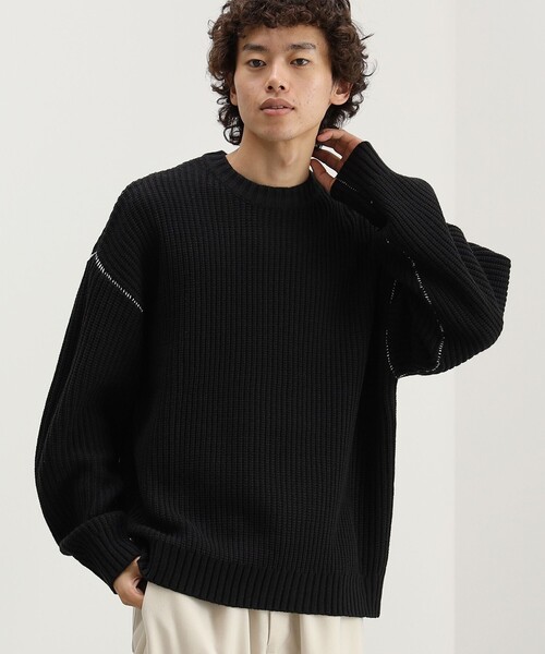 BEAMS HEART(ビームスハート)の「BEAMS HEART / 片畔 クルーネック ニット(ユニックス)(ニット/セーター・メンズ・オフホワイト/ブラック/グリーン系その他/ブルー系その他・SMALL/MEDIUM/LARGE)」の3枚目の写真