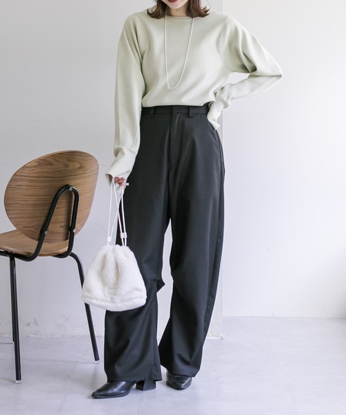 mystic(ミスティック)の「【3サイズ/6色展開】カーブスラックス(スラックス・レディース・チャコールグレー/ブラック/アイボリー/グレー/ブラウン/ベージュ・0/1/2)」の17枚目の写真