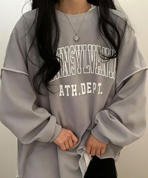 配色ステッチデザインロゴスウェット
