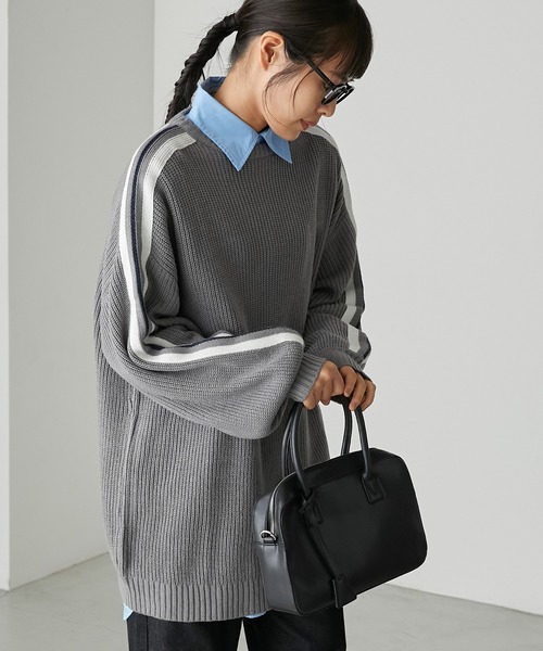 forksy.(フォルクシー)の「【forksy.】片畦編みラインニットプルオーバー(ニット/セーター・レディース・ネイビー/グレー/ブラック・FREE)」の19枚目の写真