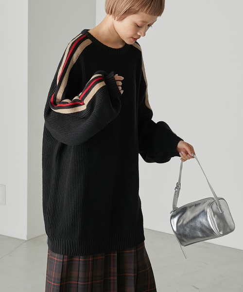 forksy.(フォルクシー)の「【forksy.】片畦編みラインニットプルオーバー(ニット/セーター・レディース・ネイビー/グレー/ブラック・FREE)」の8枚目の写真