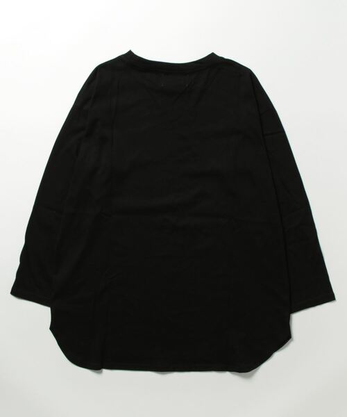 セール】コットン100% ビッグシルエットTシャツ 裾ラウンド 無地ロンT