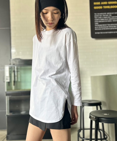 S'YTE 裾ラウンドロングカットソー　ロンT 無地　ブラック　モード　L セール】裾ラウンドカットロンT（Tシャツ/カットソー）｜each