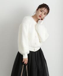 PROPORTION BODY DRESSING | ビジュー釦ロングフェザーカーディガン / 1213274902(ニット/セーター)