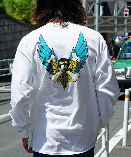DOGTOWN（ドッグタウン）の「CROSS BONES L/S T-SHIRTS/DOGTOWN(ドッグタウン)長袖バックプリントロンT（Tシャツ/カットソー・メンズ・ホワイト×ブルー/ブラック×ブルー・MEDIUM/LARGE/X-LARGE）」の16枚目の写真