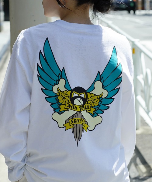 DOGTOWN（ドッグタウン）の「CROSS BONES L/S T-SHIRTS/DOGTOWN(ドッグタウン)長袖バックプリントロンT（Tシャツ/カットソー・メンズ・ホワイト×ブルー/ブラック×ブルー・MEDIUM/LARGE/X-LARGE）」の19枚目の写真