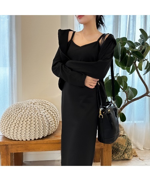 PRIVATE  BEACH（プライベートビーチ）の「2点セットルームウェア パーカー＆キャミワンピース（ルームウェア/パジャマ・レディース・グレー/ブラック/ネイビー・M/L）」の6枚目の写真