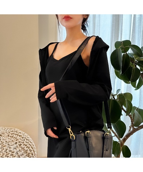 PRIVATE  BEACH（プライベートビーチ）の「2点セットルームウェア パーカー＆キャミワンピース（ルームウェア/パジャマ・レディース・グレー/ブラック/ネイビー・M/L）」の7枚目の写真