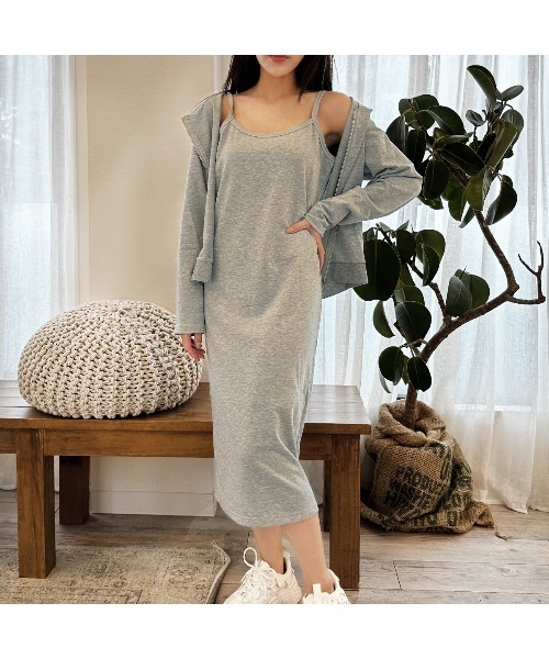 PRIVATE  BEACH（プライベートビーチ）の「2点セットルームウェア パーカー＆キャミワンピース（ルームウェア/パジャマ・レディース・グレー/ブラック/ネイビー・M/L）」の11枚目の写真