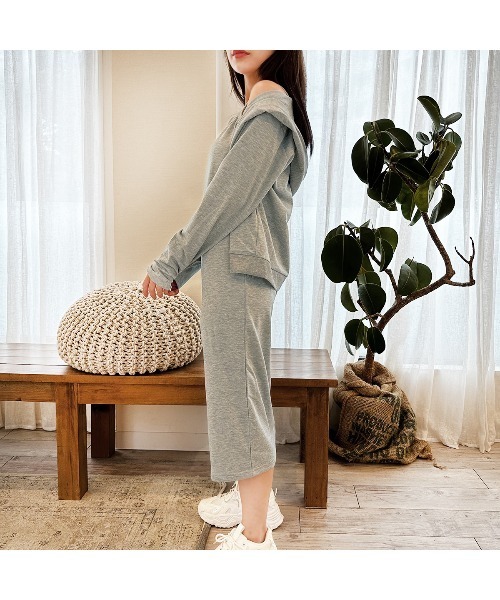 PRIVATE  BEACH（プライベートビーチ）の「2点セットルームウェア パーカー＆キャミワンピース（ルームウェア/パジャマ・レディース・グレー/ブラック/ネイビー・M/L）」の12枚目の写真