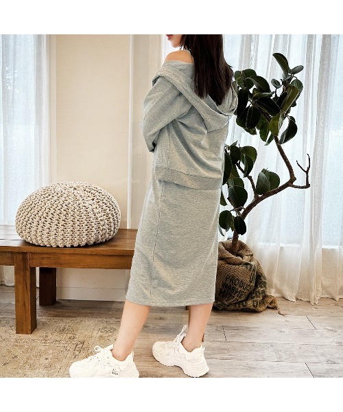 PRIVATE  BEACH（プライベートビーチ）の「2点セットルームウェア パーカー＆キャミワンピース（ルームウェア/パジャマ・レディース・グレー/ブラック/ネイビー・M/L）」の13枚目の写真