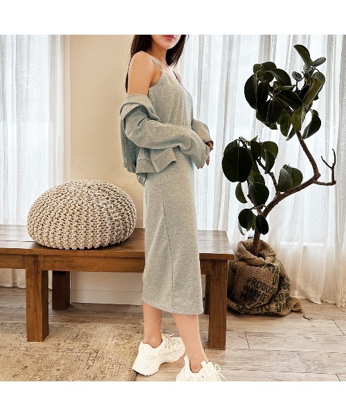 PRIVATE  BEACH（プライベートビーチ）の「2点セットルームウェア パーカー＆キャミワンピース（ルームウェア/パジャマ・レディース・グレー/ブラック/ネイビー・M/L）」の14枚目の写真