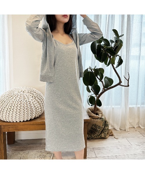 PRIVATE  BEACH（プライベートビーチ）の「2点セットルームウェア パーカー＆キャミワンピース（ルームウェア/パジャマ・レディース・グレー/ブラック/ネイビー・M/L）」の15枚目の写真