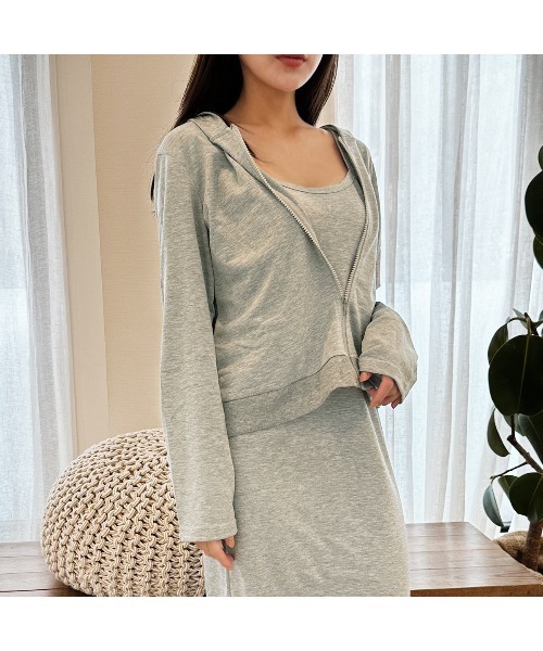 PRIVATE  BEACH（プライベートビーチ）の「2点セットルームウェア パーカー＆キャミワンピース（ルームウェア/パジャマ・レディース・グレー/ブラック/ネイビー・M/L）」の16枚目の写真