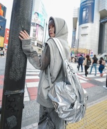 Never mind the XU / Chikashitsu+ | ストリートブランド nmtc + エヌエムティーシープラス string backpack バックパック リュック ストリング バック メタリック シルバーバック 鞄 韓国ファッション(バックパック/リュック)