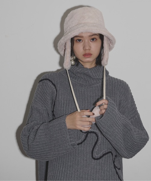 THE YOn(ザヨン)の「イヤーマフエコファーバケットハット(ハット・レディース・ベージュ/ブラック/アイボリー・FREE)」の5枚目の写真