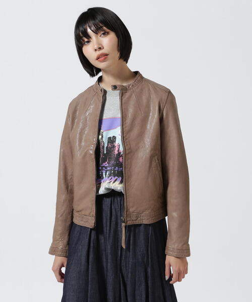 NCB neat caprice brand（エヌシービーニートカプリスブランド）の「NCB neat caprice brand(エヌシービーニートカプリスブランド)　 シープシングルライダース（ライダースジャケット・レディース・グレー/ブラック・M/S）」の3枚目の写真