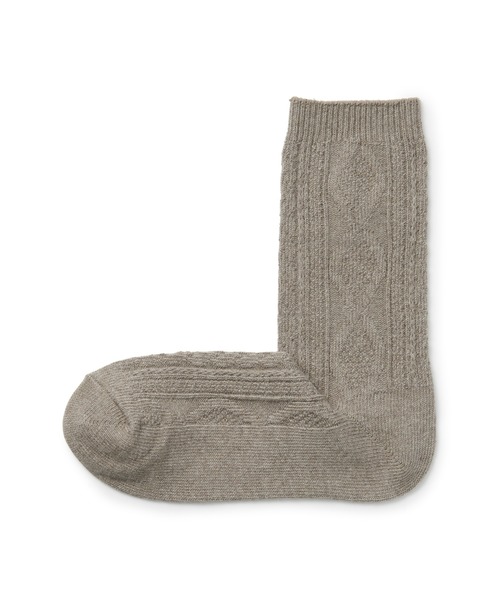 無印良品（ムジルシリョウヒン）の「足なり直角　履き口やわらか　柄編み　靴下（婦人）（ソックス/靴下・レディース・アイボリー/チャコールグレー/グレー/ブラック/オフホワイト/スモークピンク/アクア/レンガ/ブラウン系3/ブラウン・21-23cm/23-25cm）」の8枚目の写真