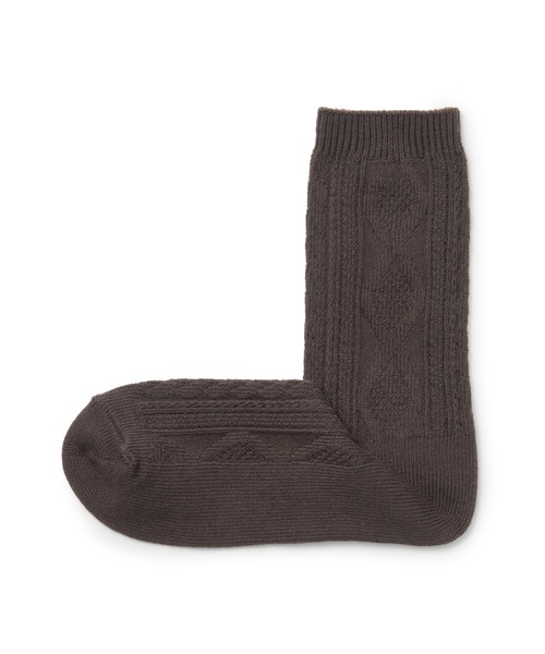 無印良品（ムジルシリョウヒン）の「足なり直角　履き口やわらか　柄編み　靴下（婦人）（ソックス/靴下・レディース・アイボリー/チャコールグレー/グレー/ブラック/オフホワイト/スモークピンク/アクア/レンガ/ブラウン系3/ブラウン・21-23cm/23-25cm）」の7枚目の写真