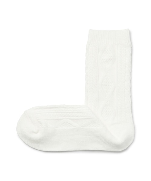 無印良品（ムジルシリョウヒン）の「足なり直角　履き口やわらか　柄編み　靴下（婦人）（ソックス/靴下・レディース・アイボリー/チャコールグレー/グレー/ブラック/オフホワイト/スモークピンク/アクア/レンガ/ブラウン系3/ブラウン・21-23cm/23-25cm）」の2枚目の写真