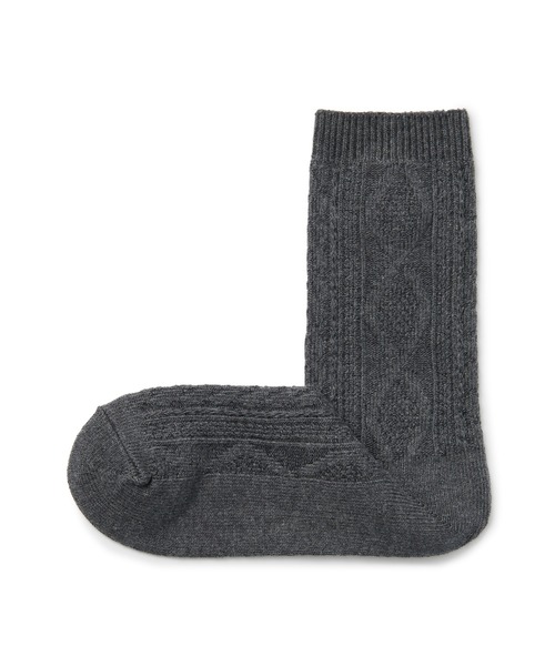 無印良品（ムジルシリョウヒン）の「足なり直角　履き口やわらか　柄編み　靴下（婦人）（ソックス/靴下・レディース・アイボリー/チャコールグレー/グレー/ブラック/オフホワイト/スモークピンク/アクア/レンガ/ブラウン系3/ブラウン・21-23cm/23-25cm）」の5枚目の写真
