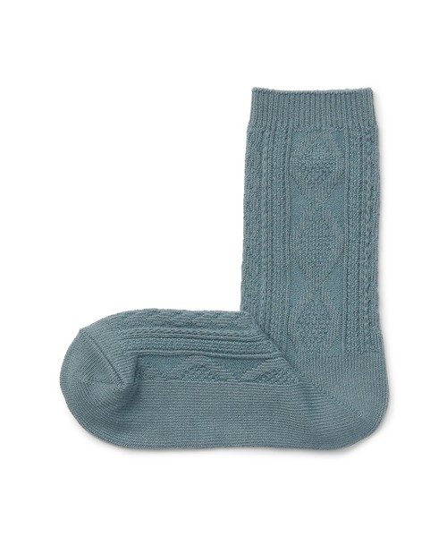 無印良品（ムジルシリョウヒン）の「足なり直角　履き口やわらか　柄編み　靴下（婦人）（ソックス/靴下・レディース・アイボリー/チャコールグレー/グレー/ブラック/オフホワイト/スモークピンク/アクア/レンガ/ブラウン系3/ブラウン・21-23cm/23-25cm）」の9枚目の写真