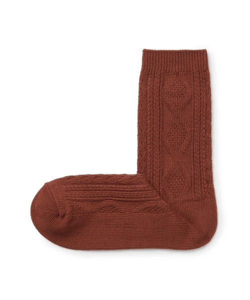 無印良品（ムジルシリョウヒン）の「足なり直角　履き口やわらか　柄編み　靴下（婦人）（ソックス/靴下・レディース・アイボリー/チャコールグレー/グレー/ブラック/オフホワイト/スモークピンク/アクア/レンガ/ブラウン系3/ブラウン・21-23cm/23-25cm）」の10枚目の写真