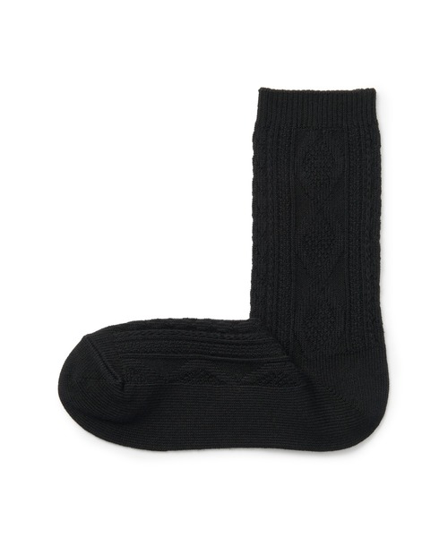 無印良品（ムジルシリョウヒン）の「足なり直角　履き口やわらか　柄編み　靴下（婦人）（ソックス/靴下・レディース・アイボリー/チャコールグレー/グレー/ブラック/オフホワイト/スモークピンク/アクア/レンガ/ブラウン系3/ブラウン・21-23cm/23-25cm）」の4枚目の写真