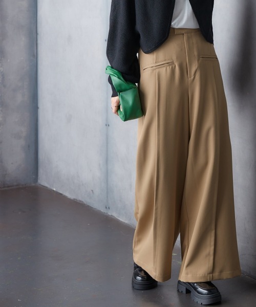 Soiunique（スワユニーク）の「センタープレス超ワイドパンツ ［Soiunique］（その他パンツ・レディース・ブラック/カーキ/ベージュ・M/LL/L）」の3枚目の写真