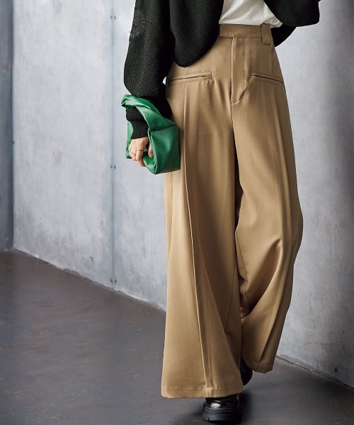 Soiunique（スワユニーク）の「センタープレス超ワイドパンツ ［Soiunique］（その他パンツ・レディース・ブラック/カーキ/ベージュ・M/LL/L）」の7枚目の写真